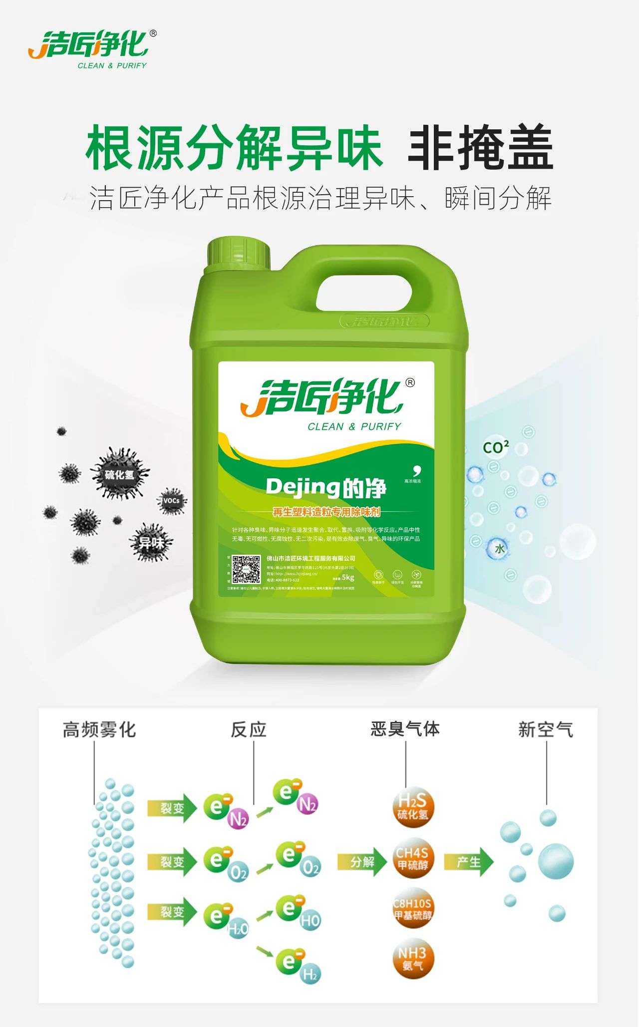 再生塑料造粒生產(chǎn)如何除臭？Dejing的凈除臭劑一站式解決方案！.jpg